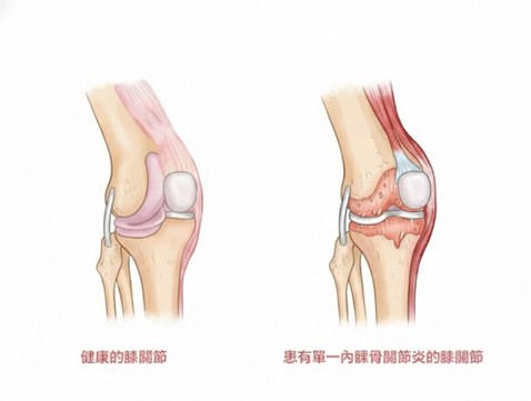 健康與單側膝關節炎比較